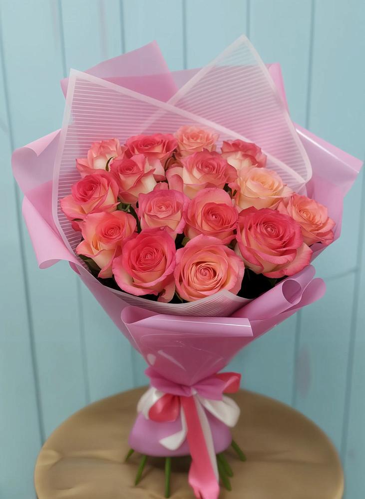 Букет 15 Розовых роз Равель в Камышлове Свердловская область
