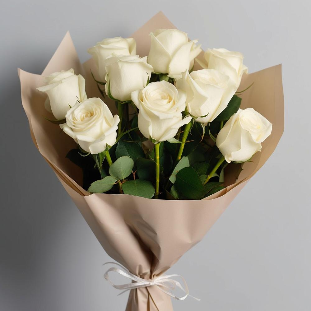 Букет 9 Белых роз Эдлесс Лав в Камышлове Свердловская область