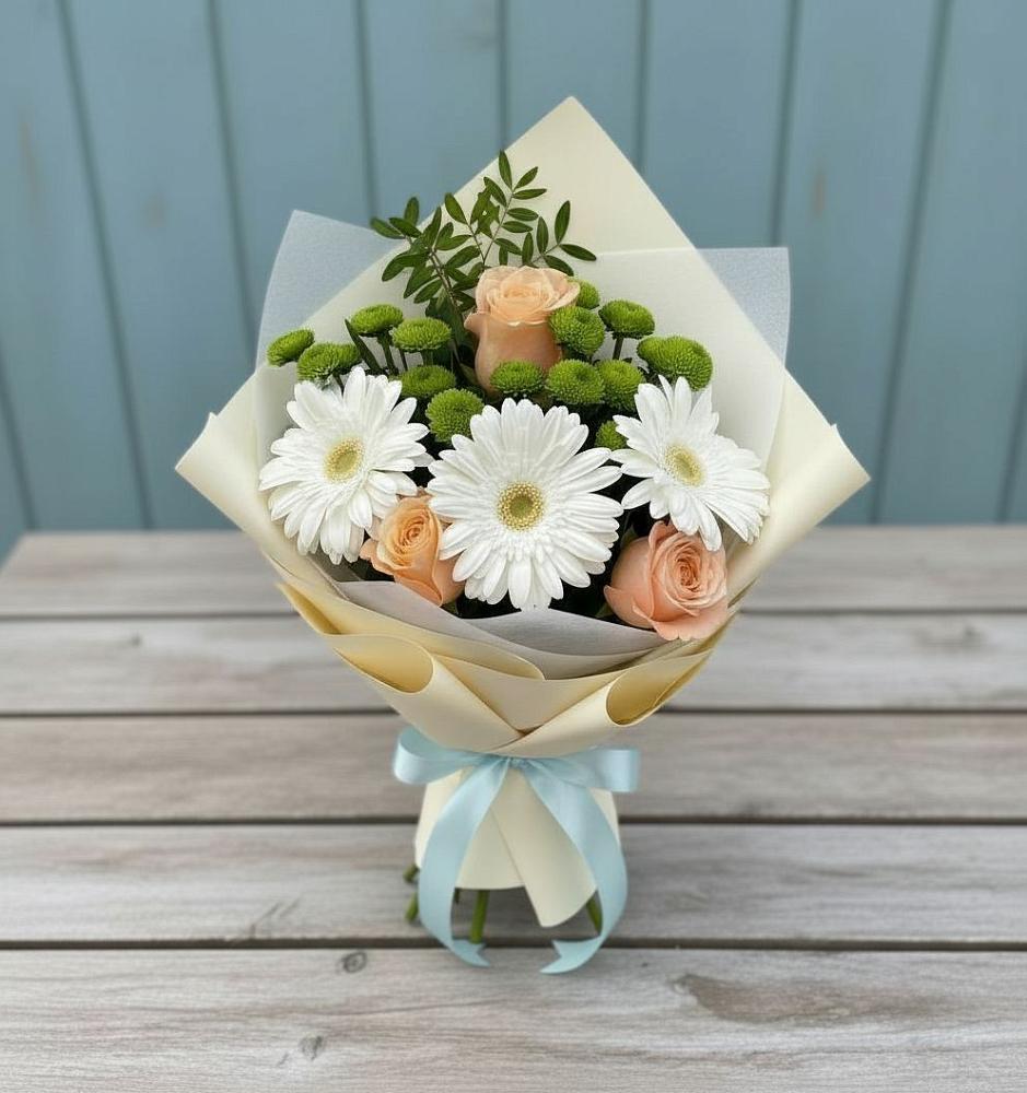Букет цветов из: Герберы, Розы и Хризантемы в Камышлове Свердловская область
