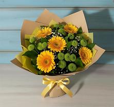 Букет цветов из:  Герберы и Хризантемы в Камышлове Свердловская область