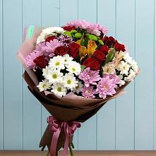 Букет цветов из:  Розы, Хризантемы и Альстромерии #REPLACE_PRED# Камышлове Свердловская область
